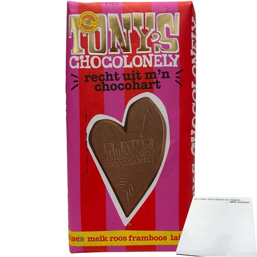 Tonys Chocolonely chocohart Vollmilchschokolade Rose Himbeere (180g Tafel) + usy Block von usy