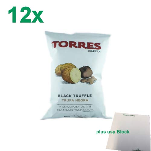 Torres Selecta Trufa Negra Premium Kartoffelchips "mit Schwarzem Trüffel" Gastropack (12x125g) + usy Block von usy