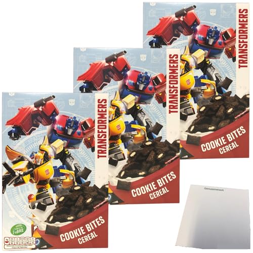 usy Bundle für Transformers Cookie Bites Cereal Frühstückscerealien 3er Pack (3x375g Packung) + usy Block von usy