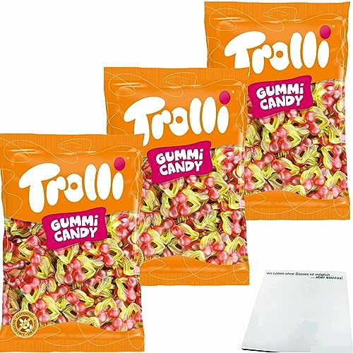 Trolli Kirschen Fruchtgummi 3er Pack (3x1kg XL Packung) + usy Block von usy