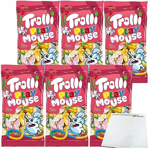 Trolli Playmouse Mäusespaß bunte Schaumzucker Mäuse Fruchtgummi 6er Pack (6x1kg XL Packung) + usy Block von usy