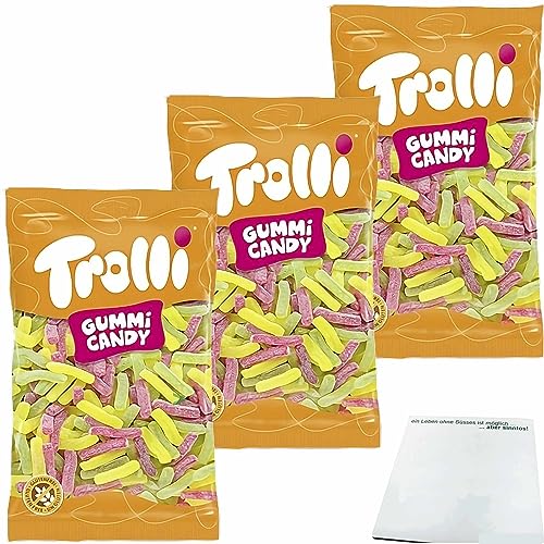 Trolli Saure Stäbchen Fruchtgummi 3er Pack (3x1kg XL Packung) + usy Block von usy