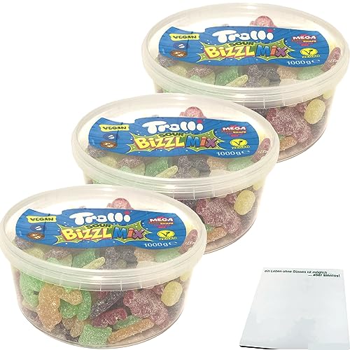 Trolli Sour Bizzl Mix Vegan 3er Pack (3x1000g Dose) + usy Block von usy