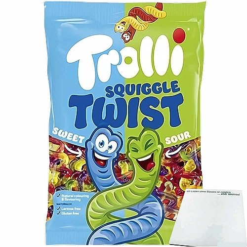 Trolli Twisted Squiggles Fruchtgummi (1kg XL Packung) + usy Block von usy