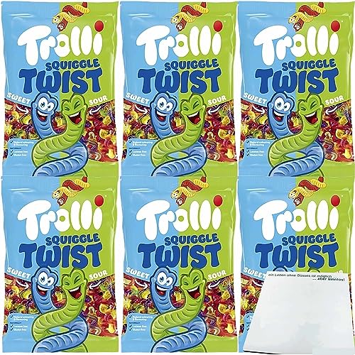 Trolli Twisted Squiggles Fruchtgummi 6er Pack (6x1kg XL Packung) + usy Block von usy