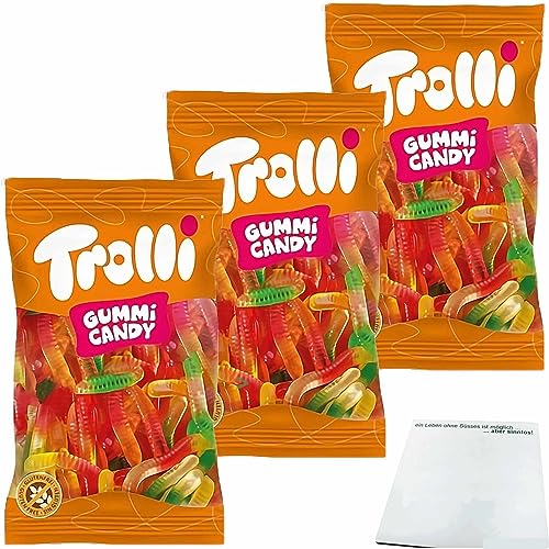 Trolli Wurrli Fruchtgummi-Würmer mit Fruchtgeschmack 3er Pack (3x1kg XL Packung) + usy Block von usy