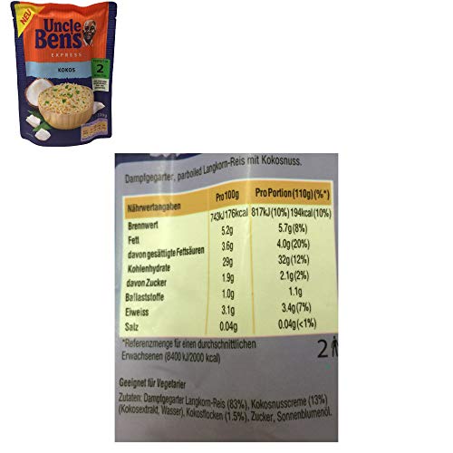 Uncle Bens Express Reis Kokos 6er Pack (6x220g) + usy Block von usy