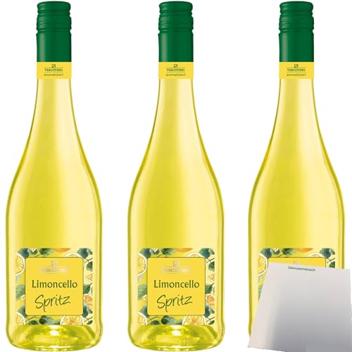 Vescovino Limoncello Spritz alkoholisches Mischgteränk süß 10% vol. 3er Pack (3x0,75 Liter Flasche) + usy Block von usy