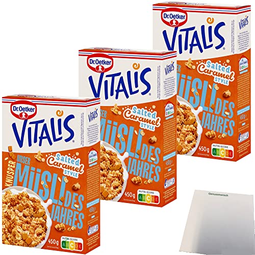 Vitalis Müsli Salted Caramel Style 3er Pack (3x450g Packung) + usy Block von usy