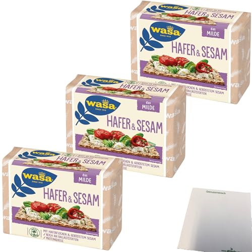 Wasa Knäckebrot Hafer & Sesam 3er Pack (3x230g Packung) + usy Block von usy