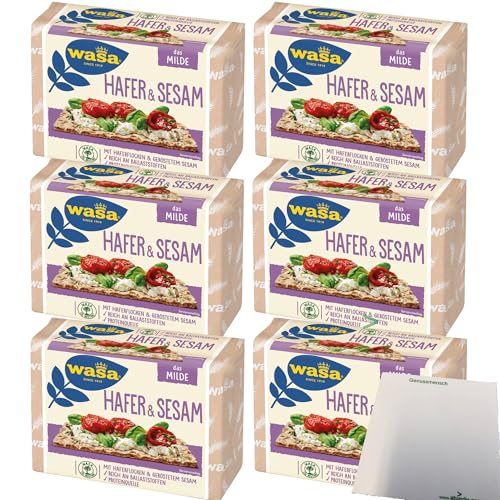 Wasa Knäckebrot Hafer & Sesam 6er Pack (6x230g Packung) + usy Block von usy