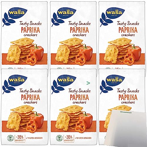 Wasa Tasty Snacks Paprika Crackers 6er Pack (6x150g Packung) + usy Block von usy