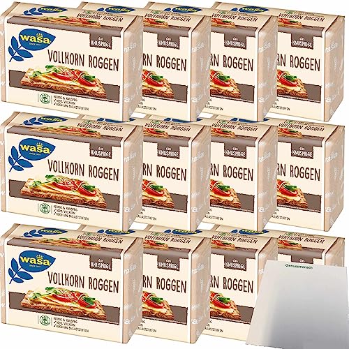 Wasa Vollkorn Knäckebrot kernig knusprig 100% Vollkorn reich an Ballaststoffen 12er Pack (12x260g Packung) + usy Block von usy