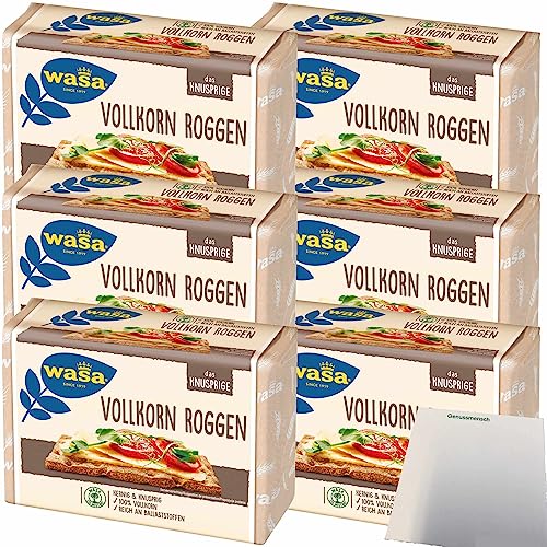 Wasa Vollkorn Knäckebrot kernig knusprig 100% Vollkorn reich an Ballaststoffen 6er Pack (6x260g Packung) + usy Block von usy