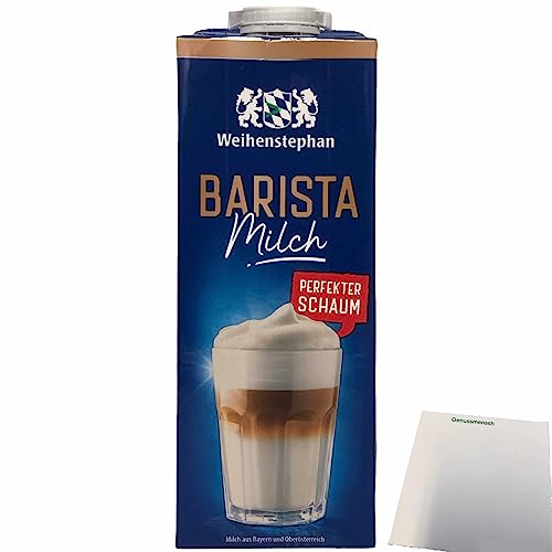 Weihenstephan Barista Milch 3% Fett für perfekten Milchschaum lang anhaltend (1x1 Liter) + usy Block von usy