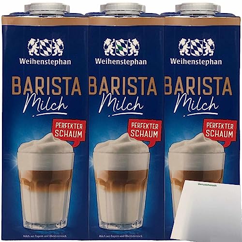 Weihenstephan Barista Milch 3% Fett für perfekten Milchschaum lang anhaltend 3er Pack (3x1 Liter) + usy Block von usy