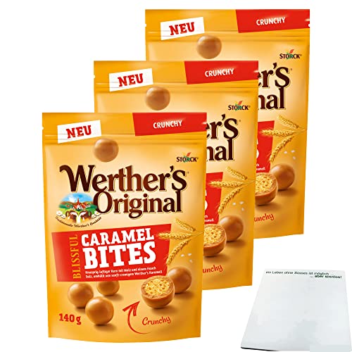 Werther's Original Blissful Caramel Bites Crunchy 3er Pack (3x140g Beutel) + usy Block von usy