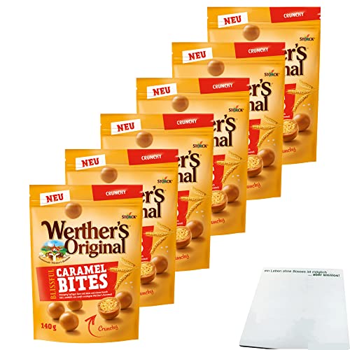 Werther's Original Blissful Caramel Bites Crunchy 6er Pack (6x140g Beutel) + usy Block von usy