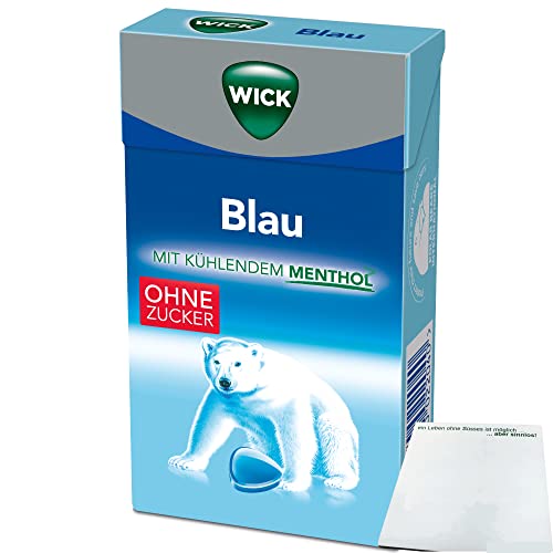 Wick Blau Menthol Halsbonbon ohne Zucker 1er Pack (1x46g Packung) + usy Block von usy