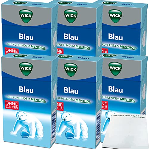 Wick Blau Menthol Halsbonbon ohne Zucker 6er Pack (6x46g Packung) + usy Block von usy