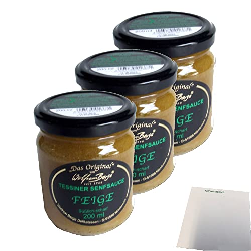 usy Bundle für Wolfram Berge Tessiner Senfsauce "Feige" 3er Pack (3x200ml Glas) + usy Block von usy