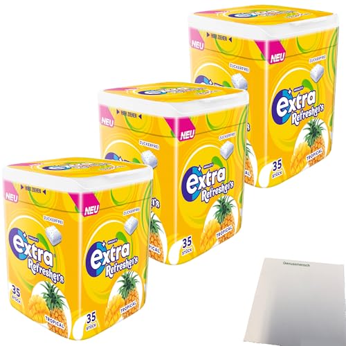 Wrigleys Extra Refreshers Tropical Kaugummi 3er Pack (3x35 Stck. Dose) + usy Block von usy