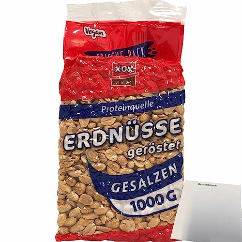 XOX Erdnüsse gesalzen schonend geröstet knackig lecker (1kg Beutel) + usy Block von usy