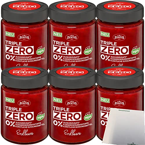 Zentis Triple Zero Aufstrich Erdbeere Brotaufstrich 6er Pack (6x185g Glas) + usy Block von usy