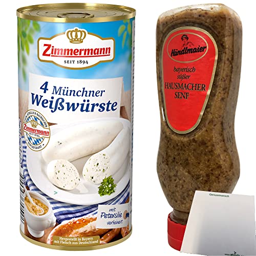 Zimmermann 4 Münchner Weißwürste 530g + Händlmaier Süßer Senf 225ml usy Block von usy