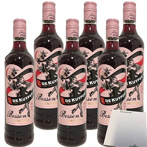 de Kuyper Bessen Genever Schwarze Johannisbeeren 20%vol. 6er Pack (6x0,7 Liter Flasche) + usy Block von usy