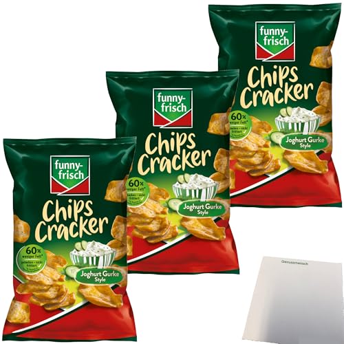 funny-frisch Chips Cracker Joghurt Gurke Style 3er Pack (3x90g Packung) + usy Block von usy