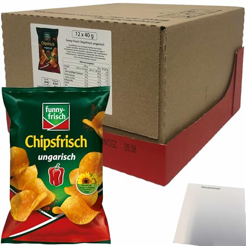 funny-frisch Chipsfrisch Kartoffelchips ungarisch 12er VPE (12x40g Packung) + usy Block von usy
