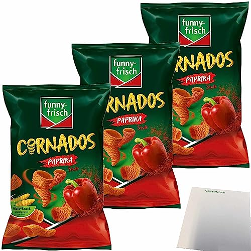funny-frisch Cornados Paprika Style 3er Pack (3x80g Packung) + usy Block von usy