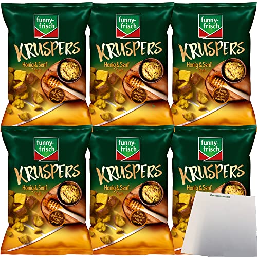 funny frisch Kruspers Honig und Senf Weizenkräcker 6er Pack (6x120g Tüte) + usy Block von usy