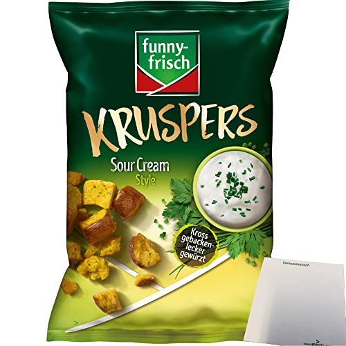 funny frisch Kruspers Sour Cream Style lecker gewürzt vegetarisch 1er Pack (1x120g Tüte) +usy Block von usy