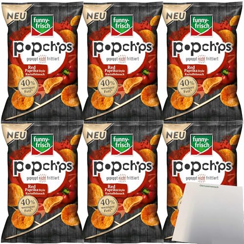 funny-frisch Popchips Red Paprika Kartoffelsnack 40% weniger Fett 6er Pack (6x80g Packung) + usy Block von usy