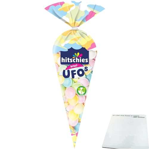 hitschies brizzl Ufos Frucht Oblaten-Kapseln mit saurer Brausepulver-Füllung (75g Packung) + usy Block von usy