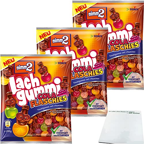 nimm2 Lachgummi Cola Flaschies 3er Pack (3x200g Beutel) + usy Block von usy