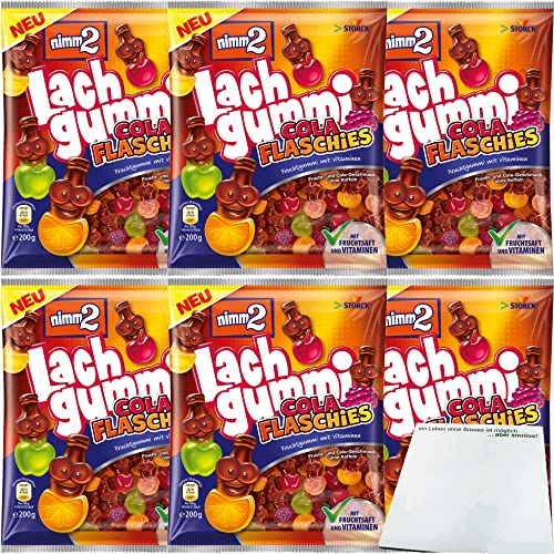 nimm2 Lachgummi Cola Flaschies 6er Pack (6x200g Beutel) + usy Block von usy