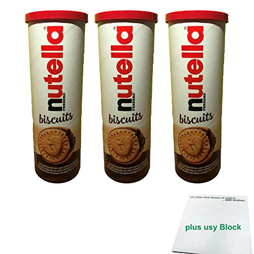 nutella biscuits 3er Pack (3x166g Rolle) + usy Block von usy