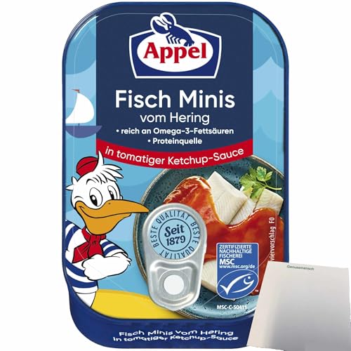 usy Bundle für Appel Fish Minis vom Hering in tomatiger Ketchup Sauce (100g Dose) + usy Block von usy
