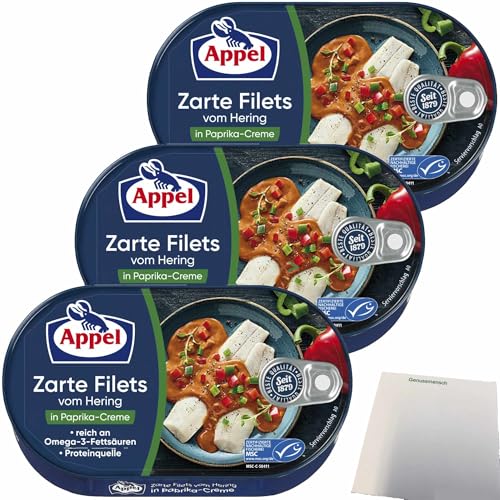 usy Bundle für Appel Zarte Filets vom Hering in Paprika-Creme 3er Pack (3x200g Dose) + usy Block von usy