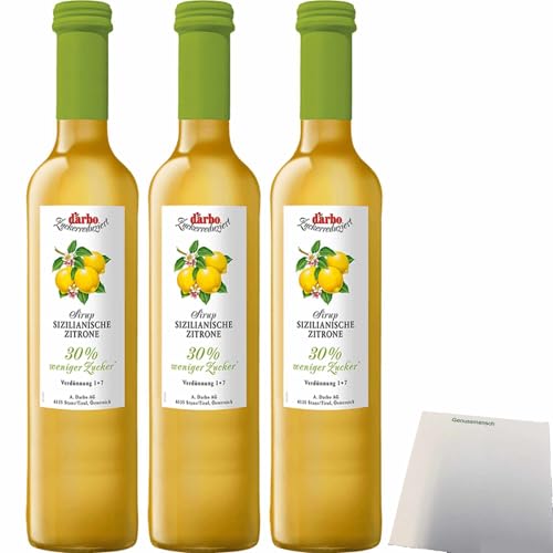 usy Bundle für Darbo Fruchtsirup Sizilianische Zitrone Zuckerreduziert 3er Pack (3x0,5l Flasche) + usy Block von usy