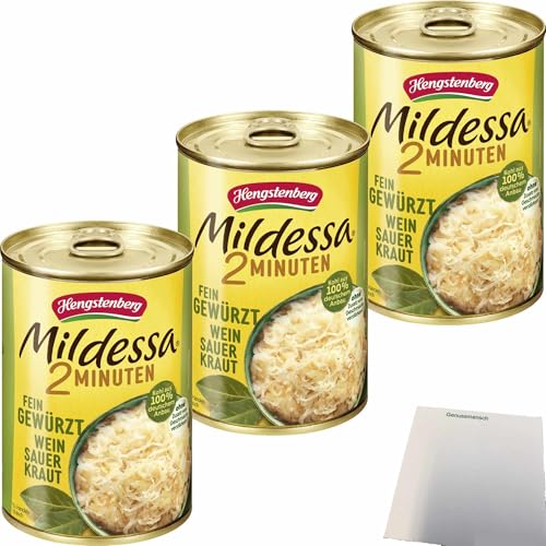 usy Bundle für Hengstenberg Mildessa 2 Minuten Weinsauerkraut 3er Pack (3x400g Dose) + usy Block von usy