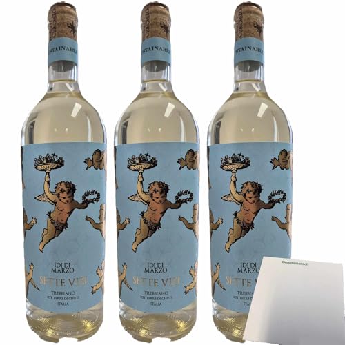 usy Bundle für Idi Di Marzo Sette Vizi Trebbiano IGT Terre di Chieti Weißwein 12,5% vol. 3er Pack (3x750ml Flasche) + usy Block von usy