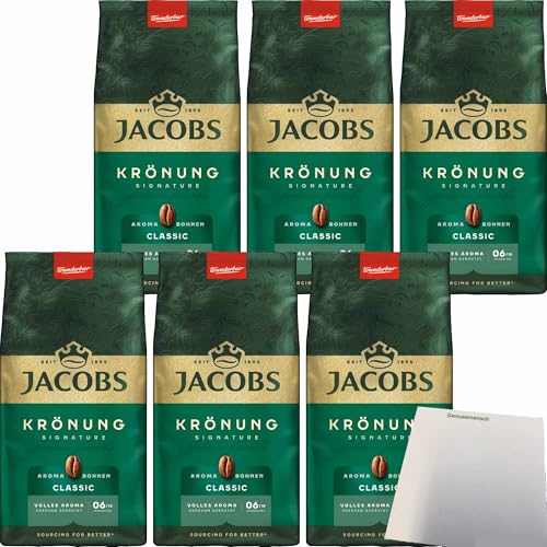 usy Bundle für Jacobs Krönung ganze Bohne Kaffeebohnen Aroma-Bohnen 6er Pack (6x500g Packung) + usy Block von usy