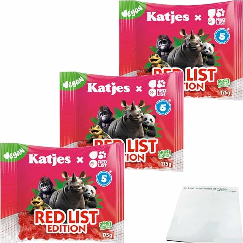 usy Bundle für Katjes Red List Edition 3er Pack (3x175g Packung) + usy Block von usy