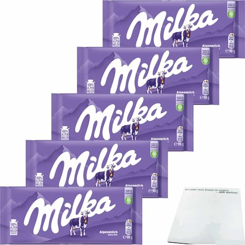 usy Bundle für Milka Alpenmilch Vollmilch Schokolade 5er Pack (5x90g Tafel) + usy Block von usy