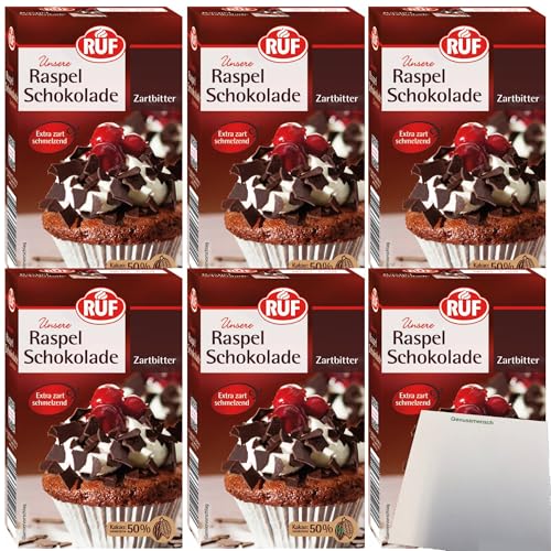 usy Bundle für RUF Zartbitter Raspel-Schokolade hauchdünn extra zarter Schmelz 6er Pack (6x100g Packung) + usy Block von usy