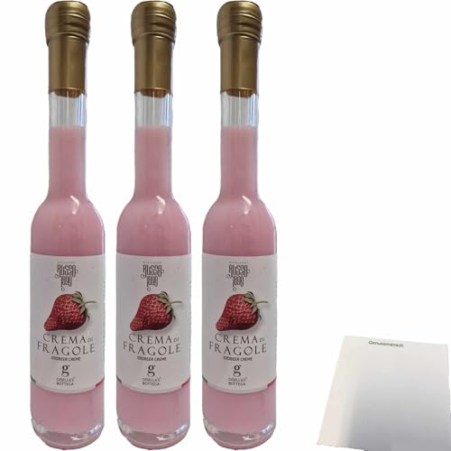 usy Bundle für Russo Crema di Fragole, Erdbeer Creme Likör 3er Pack (3x200ml Flasche) + usy Block von usy